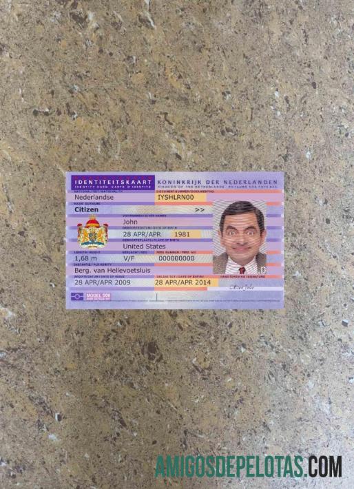 Netherland ID 2012 Pres olhar de foto frente exemplo